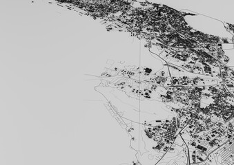 big city top view. illustration of the card in a casual graphic design. fragment Mumbai 3d render