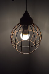 Lamp in metal wire frame, cage, industrial design, Mannheim, Germany