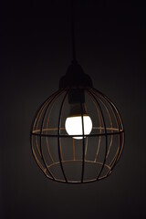 Lamp in metal wire frame, cage, industrial design, Mannheim, Germany