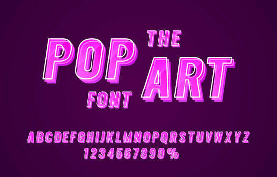 Pop Art Font Set Collection, Letters And Numbers Symbol. Vector
