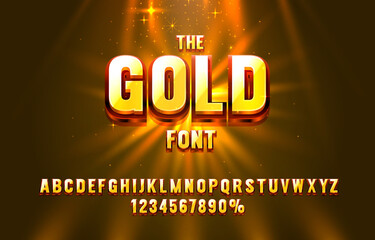 Gold font set collection, letters and numbers symbol. Vector