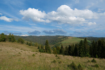 Beautiful Carpathian Mountains and clouds