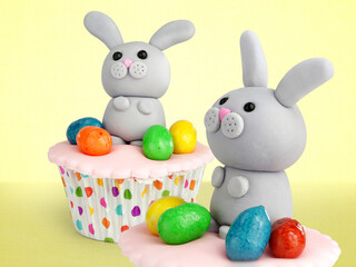 easter bunny with eggs