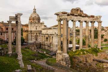 Fototapeta na wymiar Roman forum and church