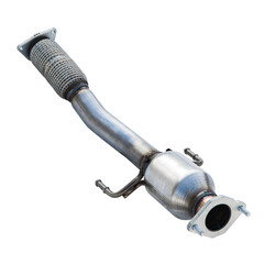 car exhaust system with catalytic converter on white background - obrazy, fototapety, plakaty