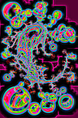 beautiful abstract figure that with its red white blue and pink colors combined with each other on a black background bring light and originality