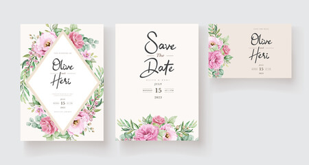 elegant watercolor wedding invitation card