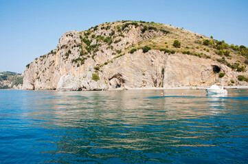 A boat ride along the shore is the best way to enjoy the beauty of the Cilento coast. Italy.