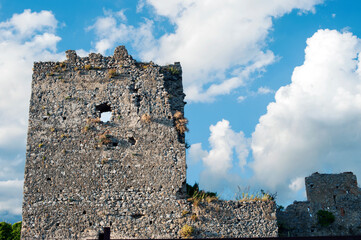 Ruins of the Norman period in the mountain village of Camerota, Salerno, Italy. 