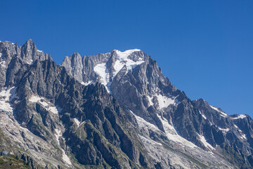 Les grandes jorasses: one of the highest and most spectacular peaks in the Italian alps, near Courmayeur, Italy - August 2020.