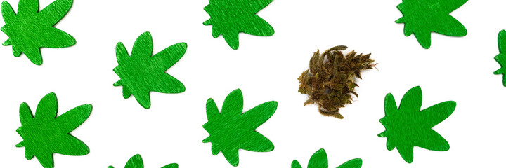 Cannabis leaves texture. Cannabis symbol texture. Marijuana leaves pattern. Marijuana bud. Advertising banner template. Banner ad.