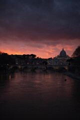 Fototapeta na wymiar Best sunset over the river i have ever see in Rome