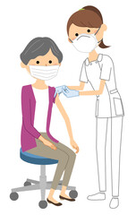 ワクチン接種を受ける高齢者
