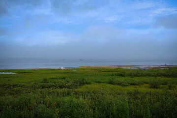 Ob River by early summer morning view, Salekhard, Russia