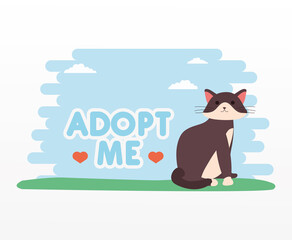 adopt me lettering with cute cat and hearts