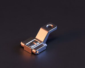 Shiny metal mechanical spare small part of machine in machinery and automotive industry, 3d rendering, isometric