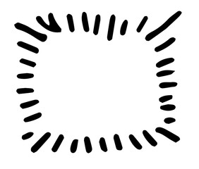 vector isolated element an square frame of short strokes of black lines parallel to each other. template for a design with a blank space inside for text hand drawn in the style of doodle