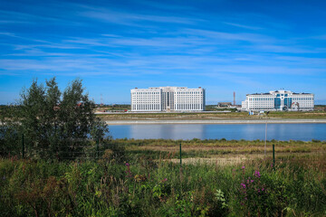 Government building of Yamalo-Nenets Autonomous Region view by summer, Salekhard, Russia