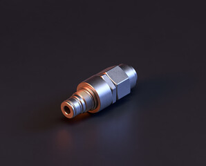 Shiny metal mechanical spare small part of machine in machinery and automotive industry, 3d rendering, isometric
