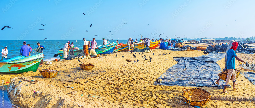 Sticker Panorama of fishing port in Negombo, Sri Lanka