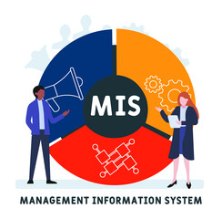 Flat design with people. MIS - Management Information System. acronym, business concept background.   Vector illustration for website banner, marketing materials, business presentation, online © Nadezhda Kozhedub