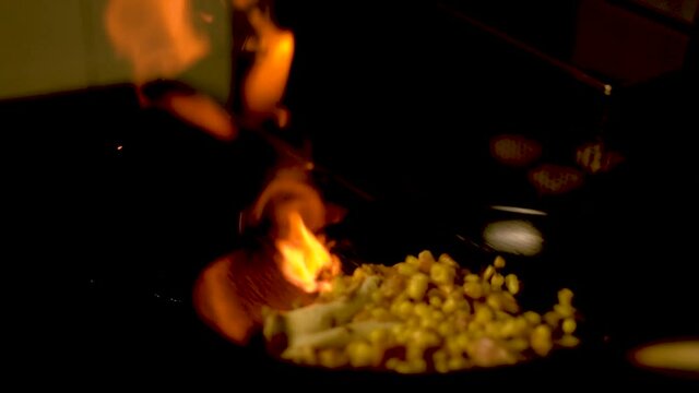 fire burning in the fireplace