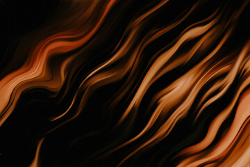 Abstract dark black and orange smooth and wavy background.