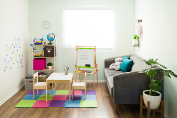 Preschool classroom and playroom for a homeschooled kid