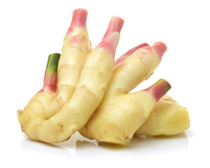 fresh ginger root on white background 