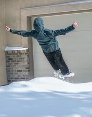 Backward jump into snow
