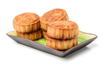 Mid-Autumn Festival moon cake on white background