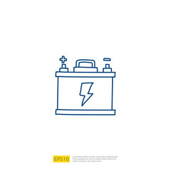 accu electric acid battery doodle icon. sign symbol for vehicle concept. eco green friendly transportation on white background vector illustration