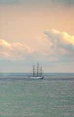 Obraz na płótnie Canvas Three-masted sailboat anchored