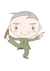 太極拳・ポーズをとるシニア男性