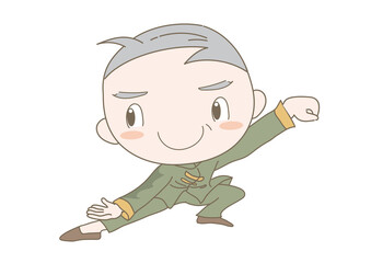 太極拳・ポーズをとるシニア男性