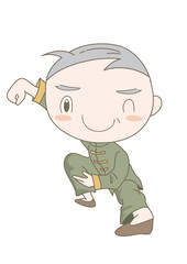 太極拳・ポーズをとるシニア男性