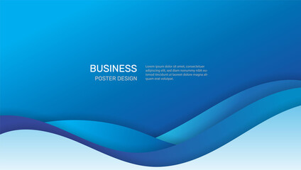 Business poster with elegant blue color curve shapes. -  Vector.