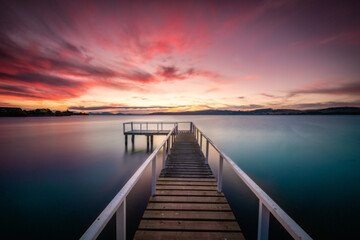 Lake Taupo North Island New Zealand Sunset