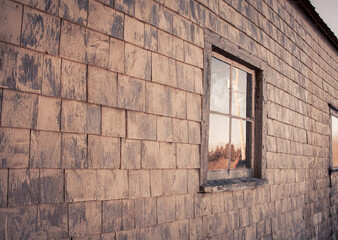 rustic wooden shingle barn window 