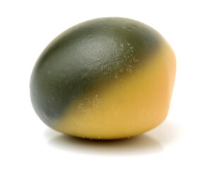 Egg yolk on white background