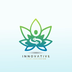 mental health fitness app. Yoga logo design. Vector logo design template.