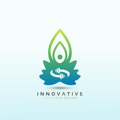 mental health fitness app. Yoga logo design. Vector logo design template idea.