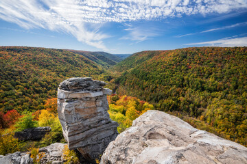 Afternoon views from Lindy Point in Blackwater Falls State Park, West Virginia as Autumn colors had begun to change.