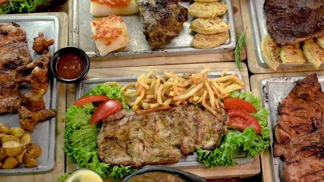 grilled meat with vegetables