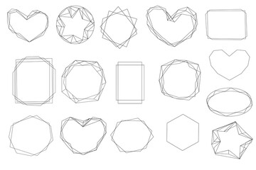 Geometric frames. Geometrical polyhedron for wedding invitation. Set for Invitation Decoration.
