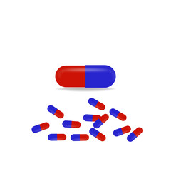 Lots of blue-red pills. Illustration