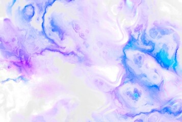 Alcohol ink abstract luxury background.Digital watercolor fluid liquid waves paint splash texture.Greeting,invitation,business,gift card template.Blue,pink,purple,violet colors.White paper.Decor.Art.