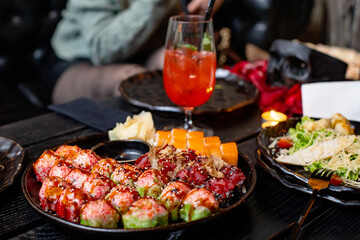 dinner with chinese food