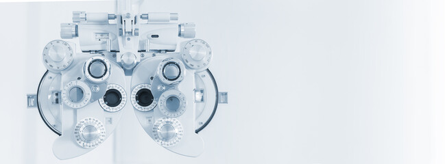 Phoropter eyesight measurement testing machine, Eye health check and ophthalmology concept. Web...