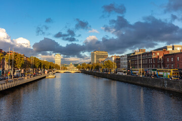 River Liffey with the Custom House in downtown Dublin, Ireland